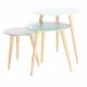 3 fois Table Gigogne Ronde en Bois Blanche, Bleue et Grise KosyForm