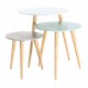 3 fois Table Gigogne Ronde en Bois Blanche, Bleue et Grise KosyForm