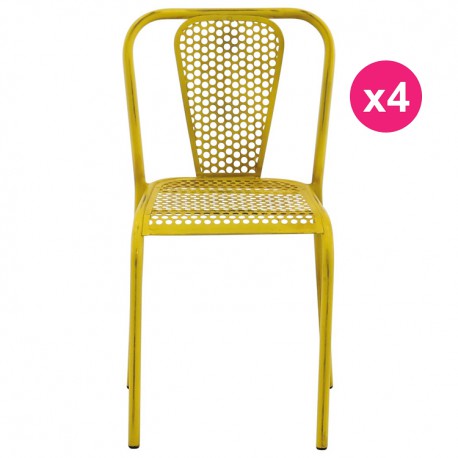 Lot de 4 Chaises en Métal Jaune KosyForm