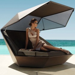 Sonne shell FAZ Vondom Daybed weiß matt mit Sonnenschirm