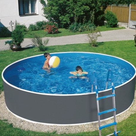 Piscine Azuro Ronde Imitation Graphite-blanche 460x120