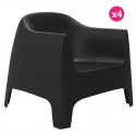 Set di 4 sedie a sdraio Solid Vondom nero