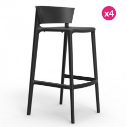 Set di 4 sgabelli da bar Vondom Africa altezza seduta 74,5 cm nero