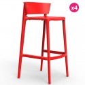 Set of 4 bar stools Vondom Africa seat height 74.5 cm red