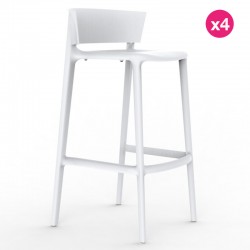 Set di 4 sgabelli da bar Vondom Africa altezza seduta 74,5 cm bianco