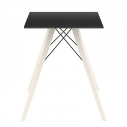 Mesa de comedor Vondom Faz Madera tapa cuadrada negra y patas de roble natural