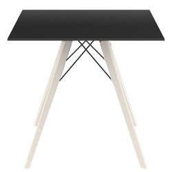 Eettafel Vondom Faz Wood Tray 80 Black Carre en Bleached Oak Feet