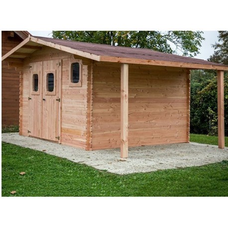 Garden shed Habrita in solid Douglas wood 17.20 m2 with Bucher