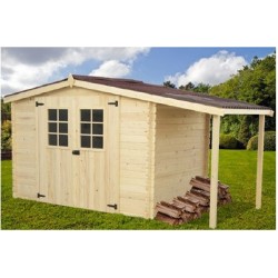 Jardim galpão Wood Habrita 5,06 m2 com toldo de 2,69 m2