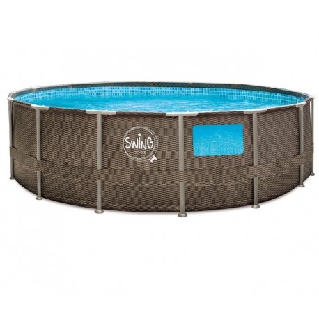 Pool Swing Elite Round Design rattan 457x122 con oblò