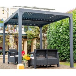 Bioklimatologische pergola Habrita Alumium 7,20 m2 met beweegbaar lamellendak