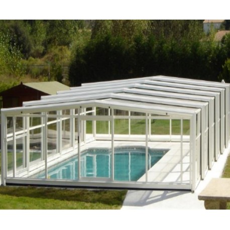 Mid-high pool enclosure Telescopic shelter Capri 6.44x4m without rail