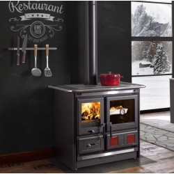 Fogão a lenha Nordica Extraflame Rosa L 9kW Preto