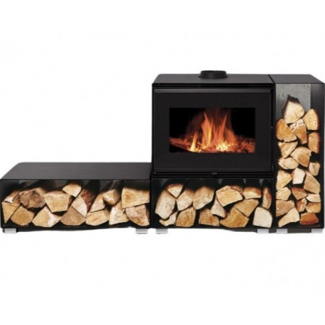 Poêle à Bois échangeur thermique NovaStove Kim 10kW avec Range Bûches