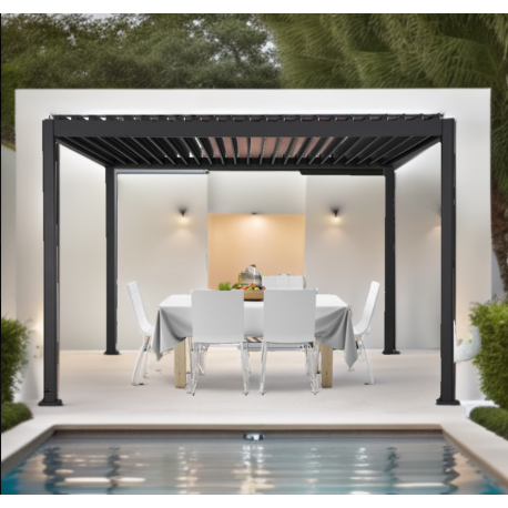 Pergola Bioclimatique électrique aluminium rubans LED 12m2