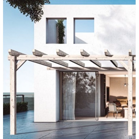 Pérgola adosada en madera en bruto Sevilla 5x4m 20m2