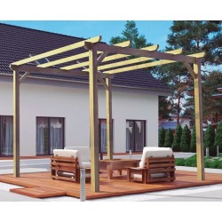 Pergola autoportée en bois massif Madrid 4.20x4.20m 17m2