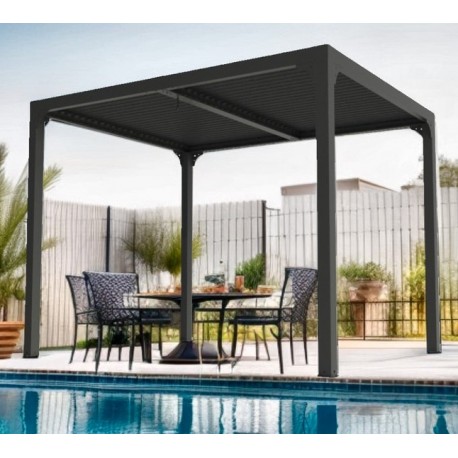 Habrita Aluminium anthrazit bioklimatische Pergola 7,20m2 mit Lamellen