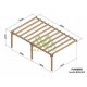 Sevilla 7x4m 28m2 raw wood wall-mounted pergola