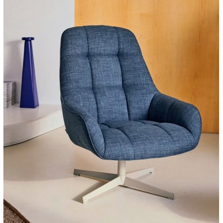 Aspe draaifauteuil blauwe stof en metaal VeryForma