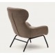 Lina armchair in light brown chenille fabric and VeryForma steel