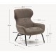 Fauteuil Lina en tissu chenille marron clair et acier VeryForma