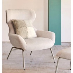 Lina armchair in beige chenille fabric and VeryForma steel